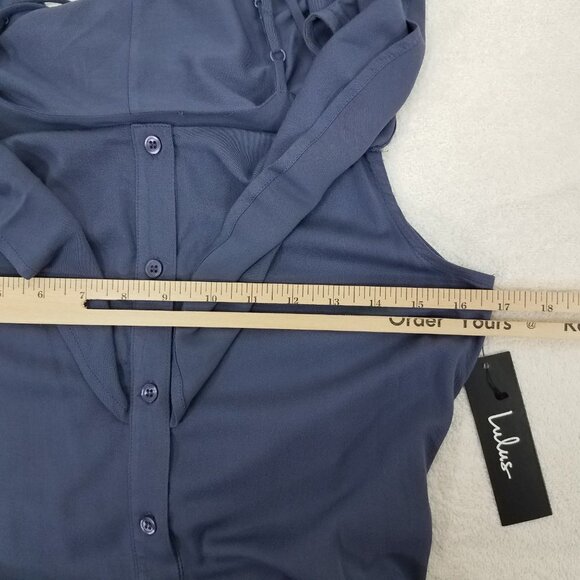 NEW Lulu's XS Life's Wonders Denim Blue Off-the-Shoulder Long Maxi Dress NWT - Picture 8 of 9